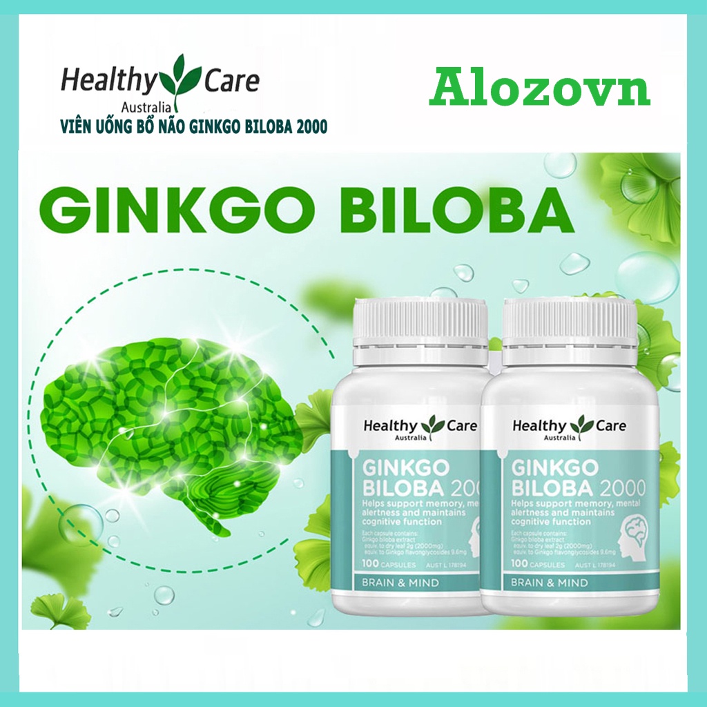 Viên uống Bổ Não Healthy Care Ginkgo Biloba 2000mg Úc, 100 viên