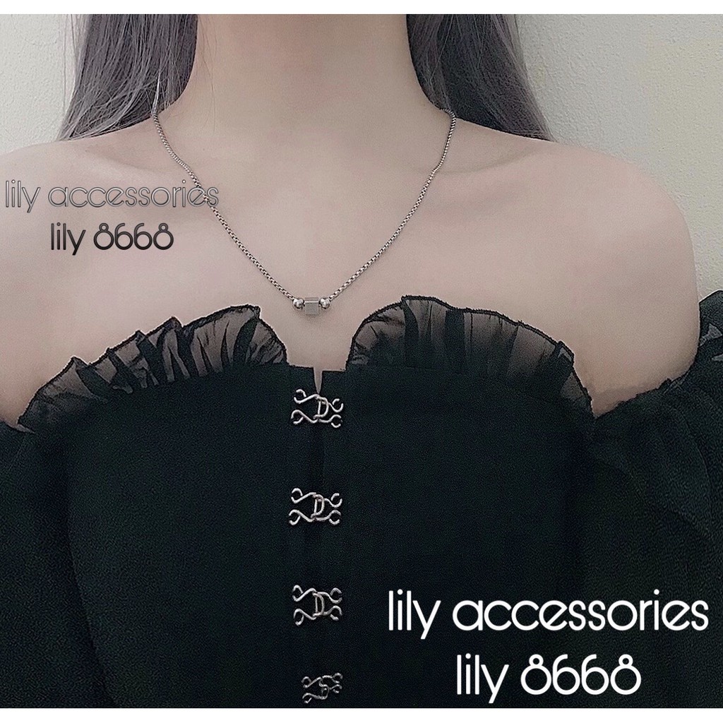 Geometric Necklace dây chuyền vòng cổ titan hình học ô vuông phối bi không gỉ không đen siêu bền nam nữ unisex