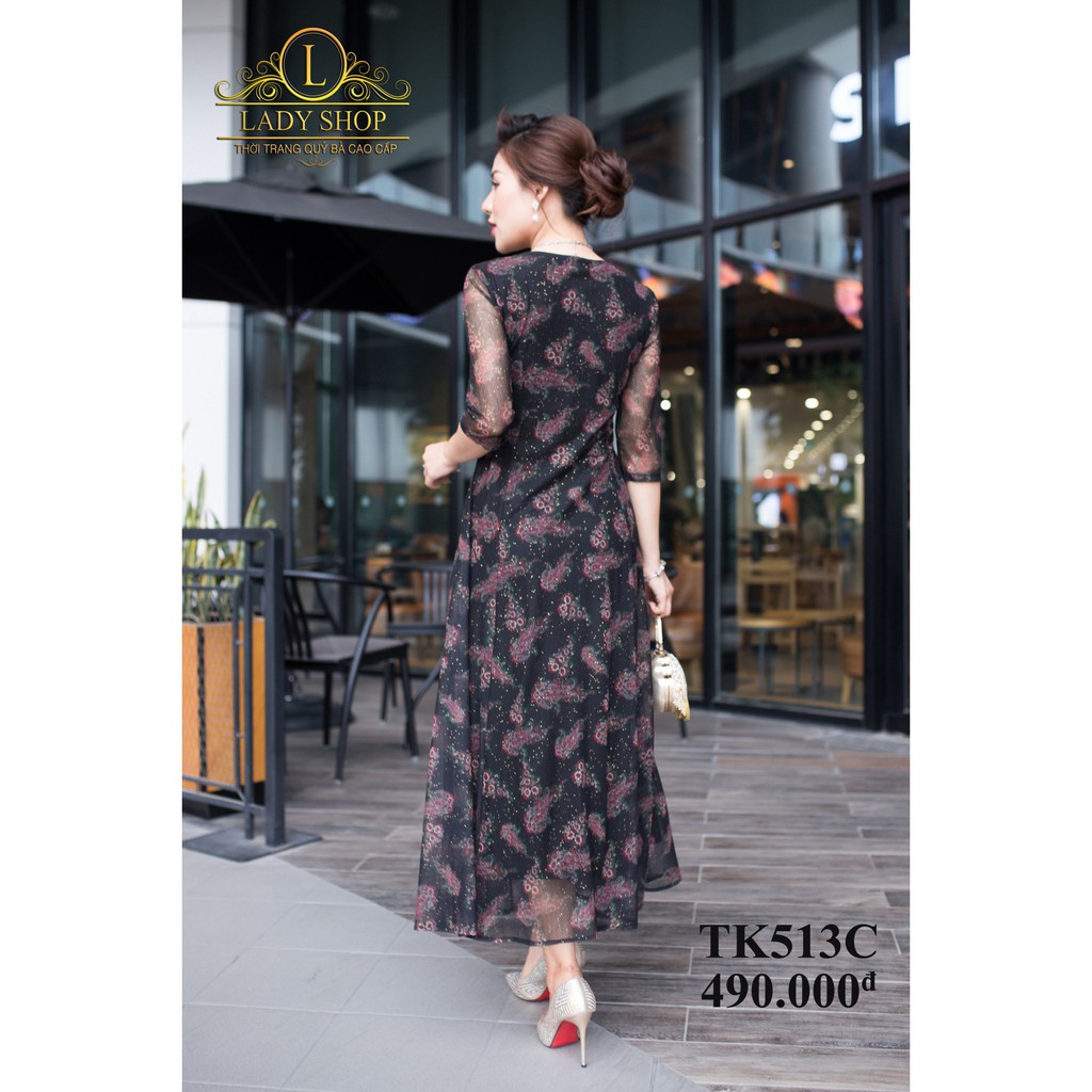 THỜI TRANG QUÝ BÀ TRUNG NIÊN CAO CẤP - LADYSHOP - Đầm thun lưới cổ hoa đuôi công đỏ TK513 | BigBuy360 - bigbuy360.vn