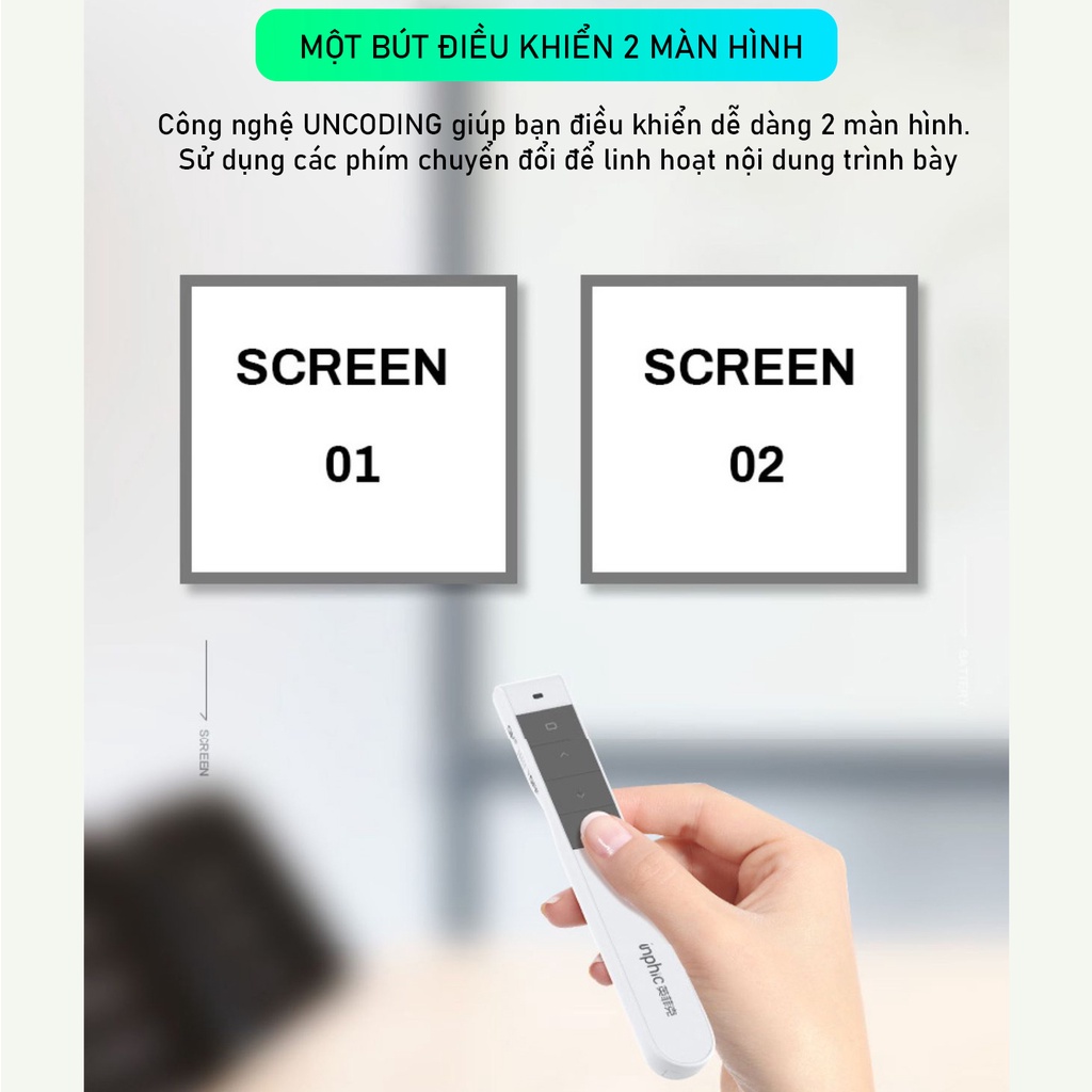 GiGiBomstore Bút Powerpoint không dây - Máy chiếu Laser L1P có điều khiển 2 màn hình cho văn phòng