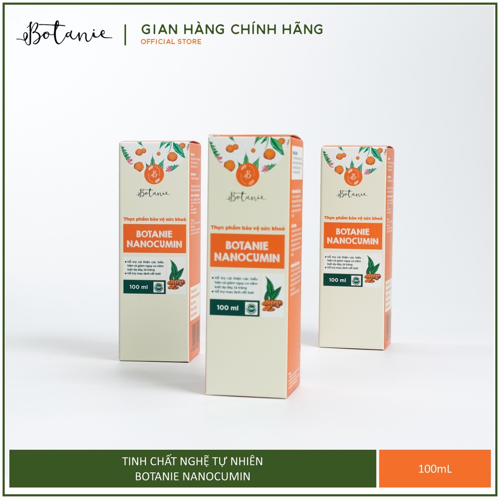 Tinh nghệ nano Botanie Nanocumin - Giảm đau dạ dày, hỗ trợ điều trị viêm loét dạ dày (100mL)