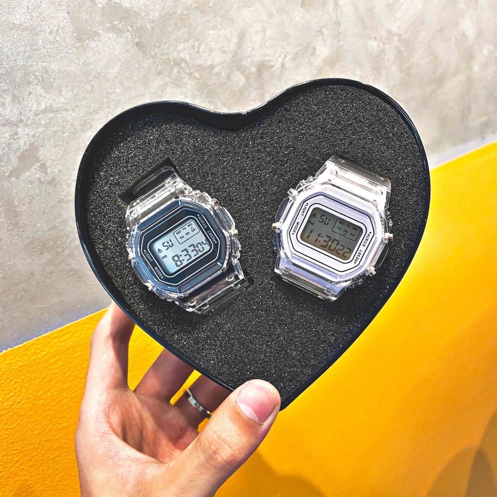 Đồng hồ Nữ sinh phiên bản Hàn Quốc của chiếc đồng hồ cặp đôi nam hình vuông nhỏ trong suốt phong cách kỳ lân đơn giản