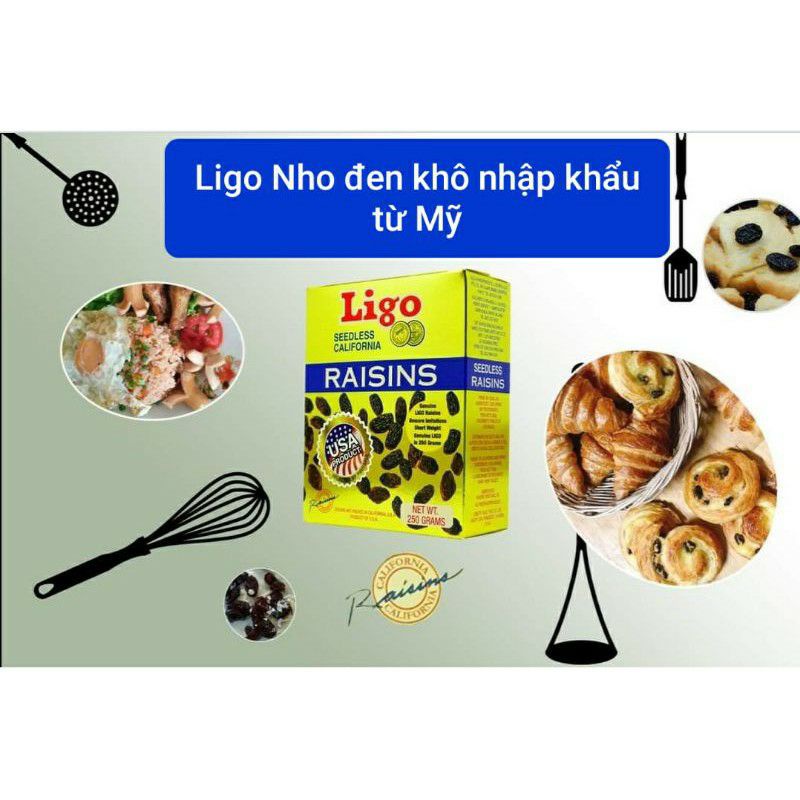 [USA]  Nho đen khô đóng hộp 250gr. Nho Ligo Raisins Seedless California  cty nhập khẩu chính hãng từ Mỹ