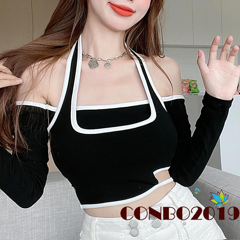 Áo thun lửng tay dài hở lưng thời trang quyến rũ cho nữ