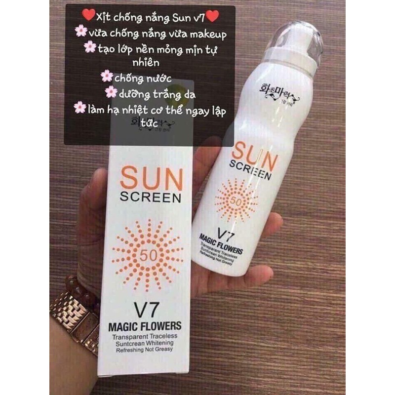 🔰 [GIÁ TỐT] 🔰KEM CHỐNG NẮNG V7 SUN SCREEN SPF50 200ml, TRẮNG DA, NÂNG TONE, CHỐNG NƯỚC, DẠNG XỊT DÙNG CẢ BODY VÀ MẶT