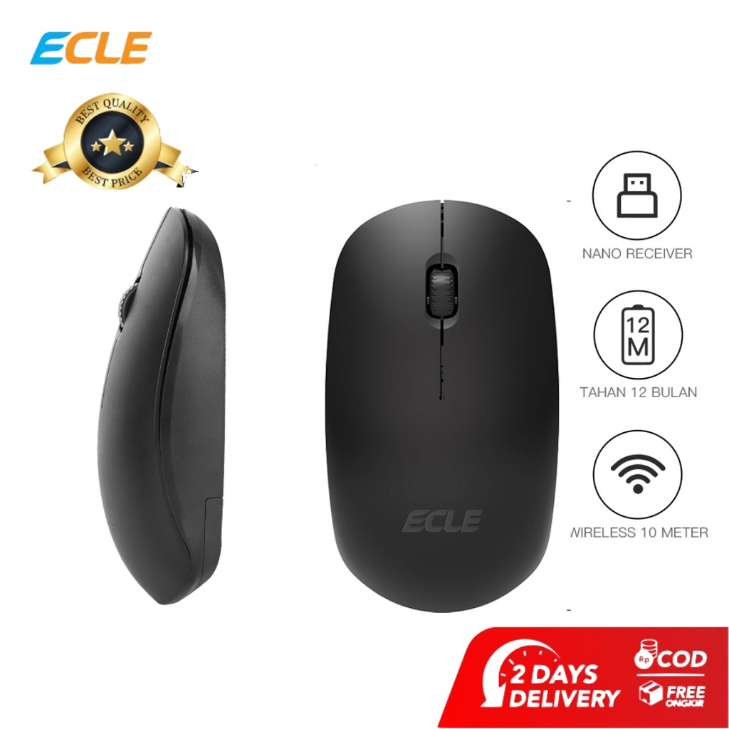Chuột Không Dây Ecle 2.4g Đen | BigBuy360 - bigbuy360.vn