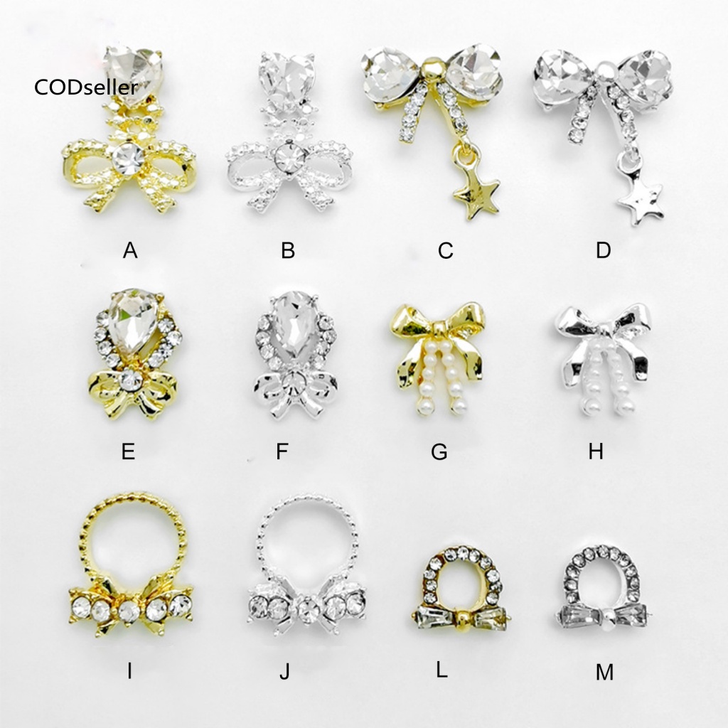 Set 10 Phụ Kiện Trang Trí Móng 3D Bằng Kim Loại Sáng Bóng