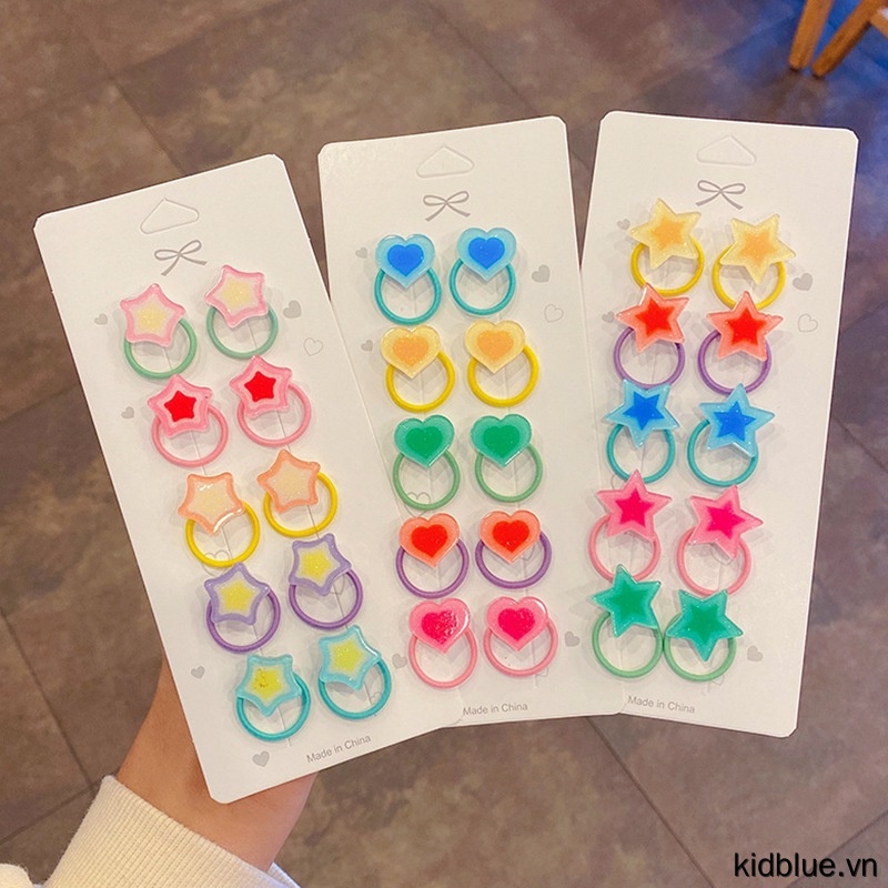Set 10 dây buộc tóc co giãn đầy màu sắc cho bé gái