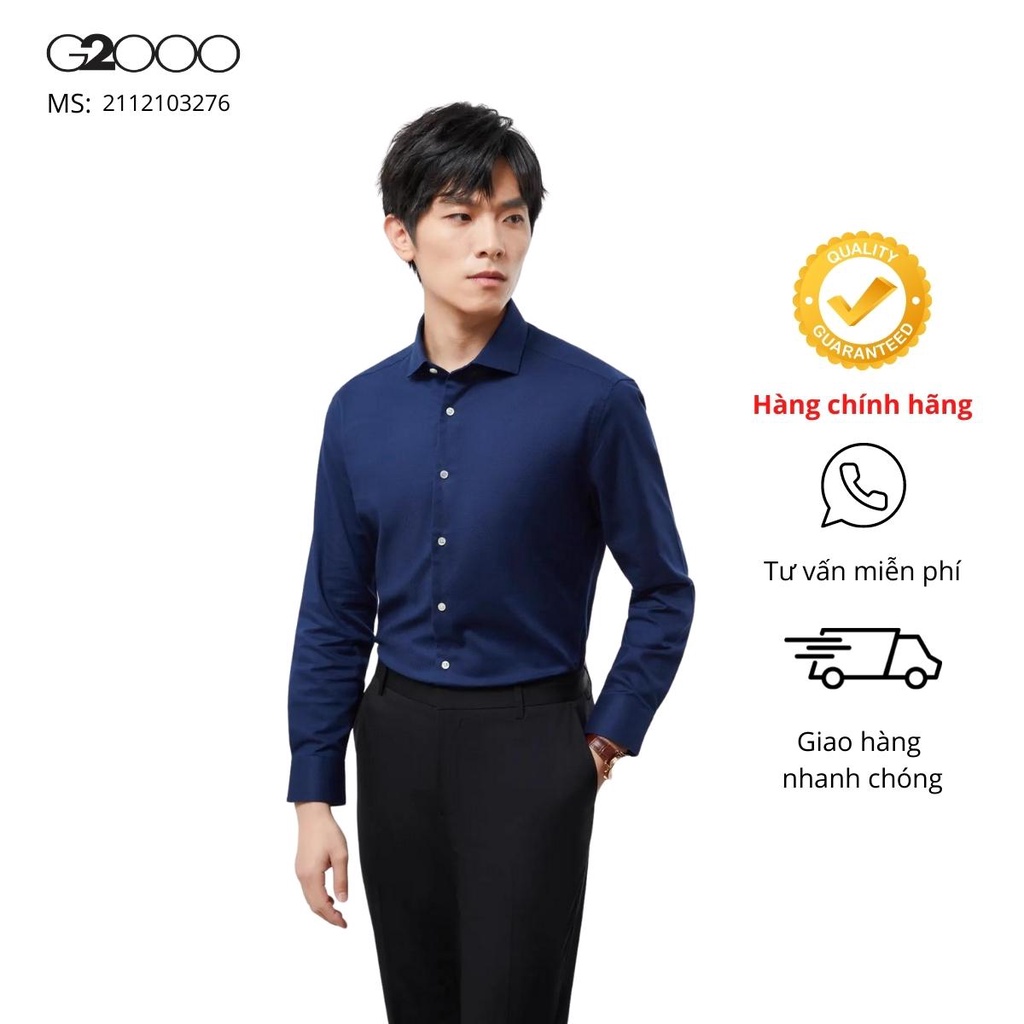Áo Sơ Mi Nam G2000 (21121032-00/76) Màu Trắng/ Xanh Đậm