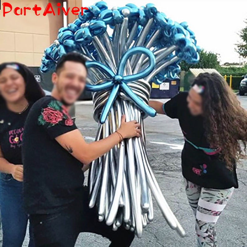 1pcs Bong bóng bay dáng dài màu kim loại có thể xoắn loại tạo kiểu