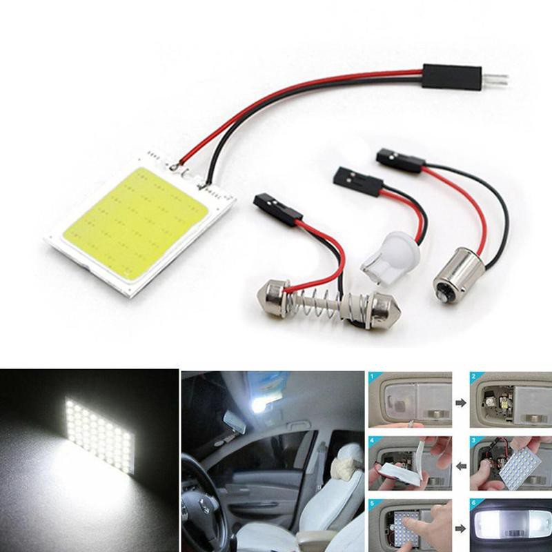 Đèn Led Chân T10 Siêu Sáng Với 48SMD COB Gắn Trần, Đèn Nội Thất Ô Tô Ánh Sáng Trắng