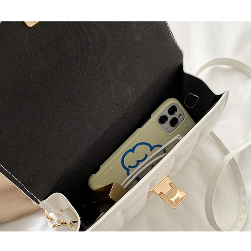 Túi Đeo Vai Hình Vuông Cỡ Nhỏ Màu Đen Phối Dây Xích Thời Trang Cho Nữ