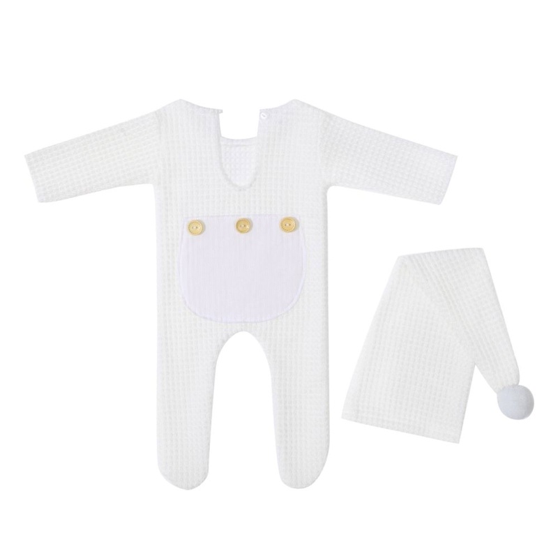Set 2 Món Áo Liền Quần + Mũ + Đuôi Dài + Băng Đô Chụp Ảnh Cho Bé Sơ Sinh
