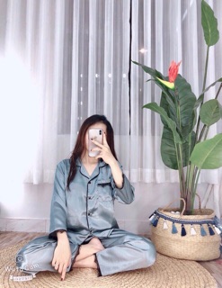 ( Freesize Lụa ) Đồ Bộ Pijama Lụa Ren - Tay Dài Quần Dài