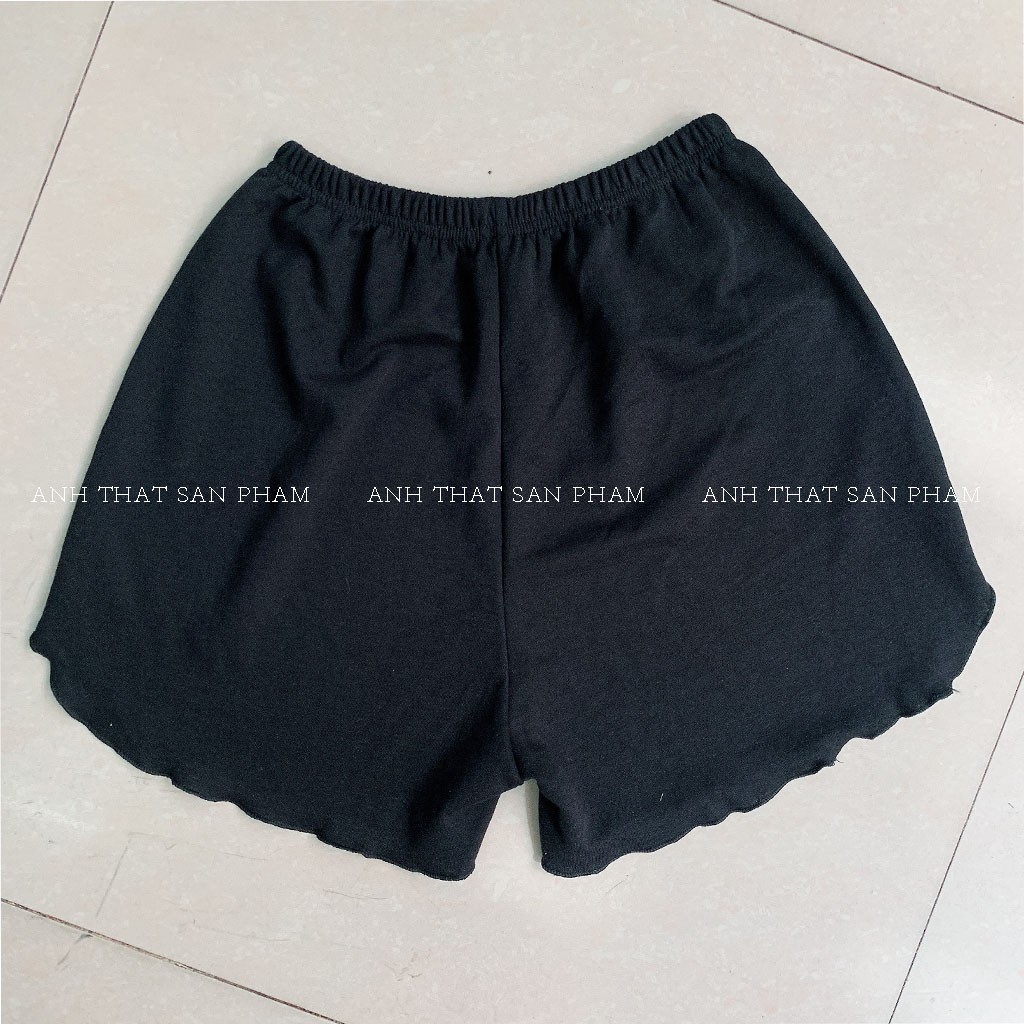 Quần short CERA-Y mặc nhà chất thun cuốn lai màu đen CRQ030