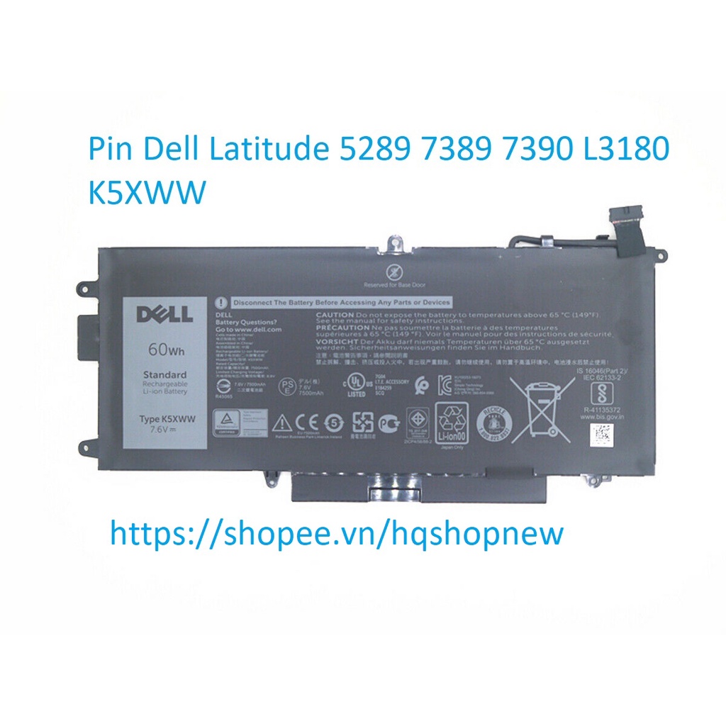 ⚡️Pin Dell Latitude 5289 7389 7390 L3180 K5XWW 6CYH6 725KY N18GG 71TG4 60wh 2in1