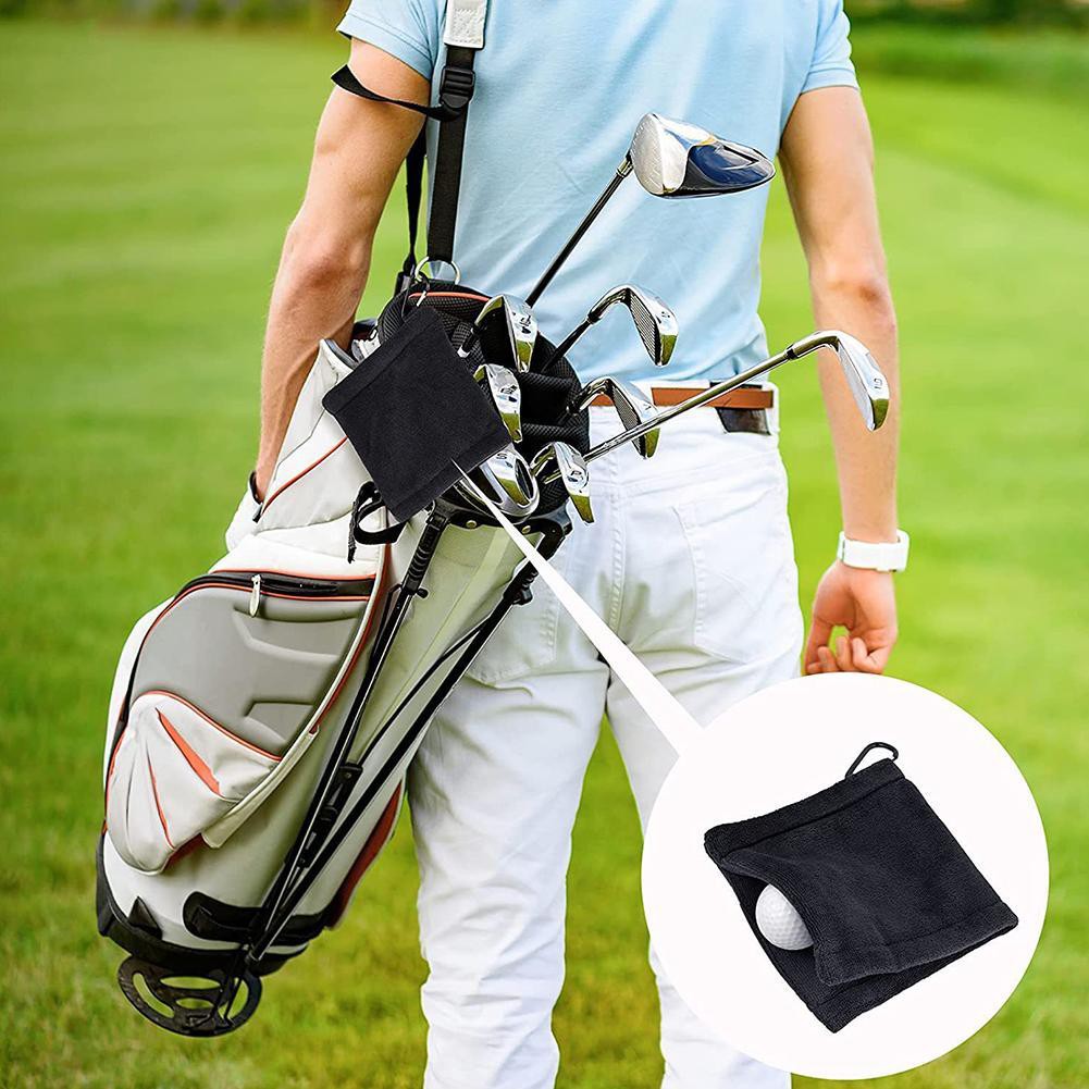 Khăn Lau Gậy Đánh Golf 14*14cm Thấm Hút Mồ Hôi Tốt Kèm Móc Treo Tiện Dụng