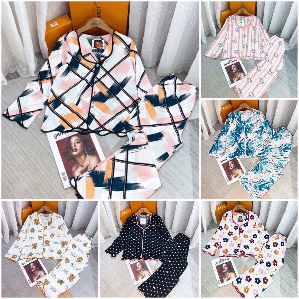 [FREE SHIP] Bộ đồ Pijama lụa Cánh Dơi Áo Cộc Quần Dài - Vải Cao Cấp Loại 1