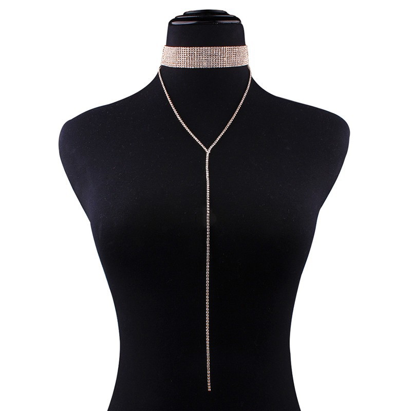 Dây chuyền đính kim cương giả bản to thiết kế thanh lịch cá tính dành cho nữ