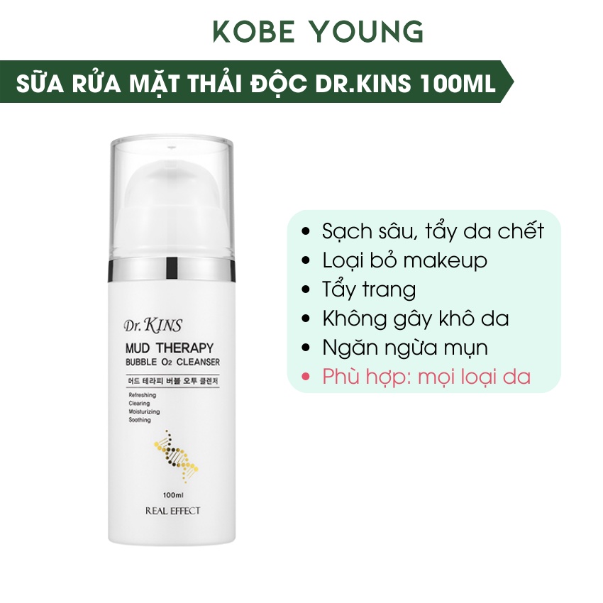 Sữa Rửa Mặt Dr.kins Dạng Sủi Bọt Giảm Mụn Tẩy Da Chết Tẩy Trang Therapy Cleanser 100ml- KOBE YOUNG