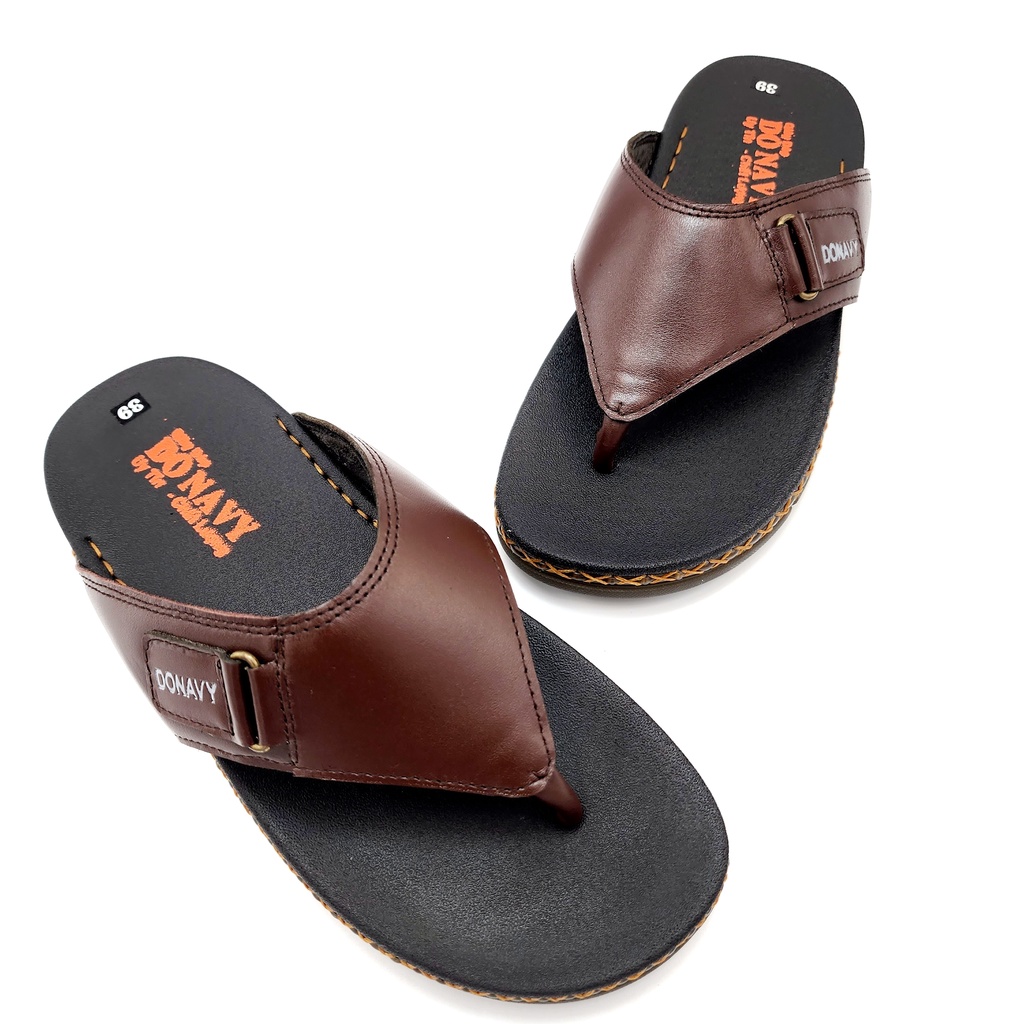 Dép Xỏ Ngón Nam Da Tự Nhiên Kiểu Khóa Thời Trang ,Donavy Đế Doctor May Dấu X Bắt Mắt D.KKDO