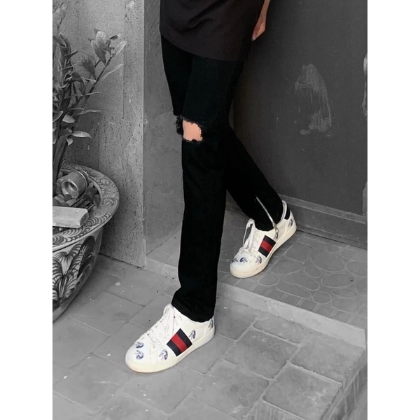Quần Jeans Rách Gối Khoá Zip kiểu dáng nam chuẩn thời thượng sành điệu