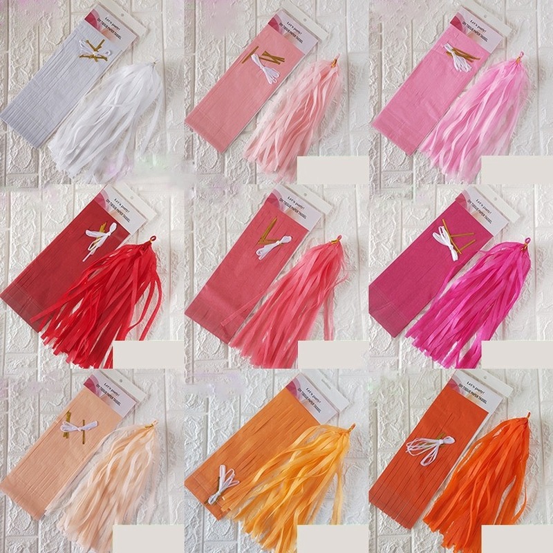 Phụ kiện dây tua rua bằng giấy dùng trang trí tiệc cưới/sinh nhật