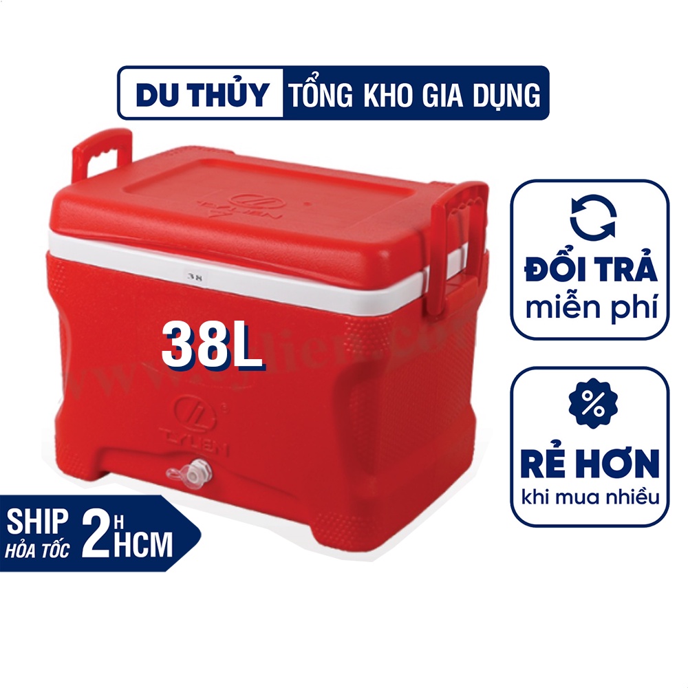 Thùng đá giữ lạnh Tý Liên 38L - thùng đá vuông 38L Happy Cooler giữ lạnh lên đến 36h, nhựa chính phẩm, cứng cáp
