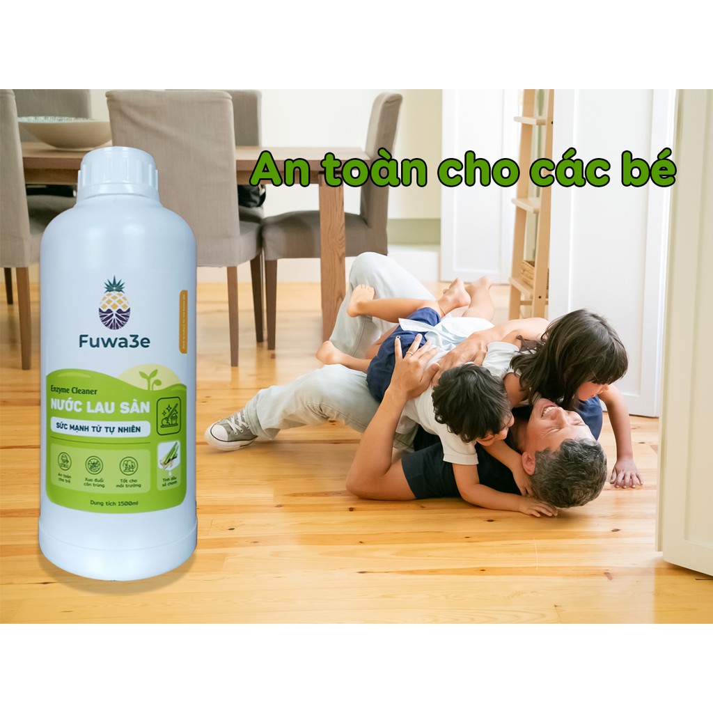 Nước lau sàn Fuwa3e hữu cơ organic sả chanh khử mùi đuổi muỗi kiến diệt nấm mốc 1.5L