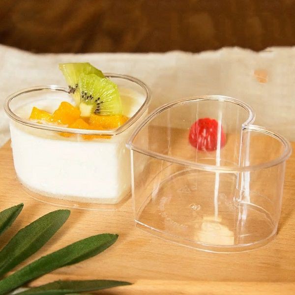 Ly nhựa đựng bánh mousse hình trái tim 6x7cm WH55 (5 cái kèm nắp)