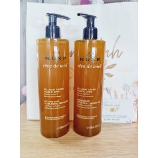Sữa tắm kiêm sữa rửa mặt cho da khô Nuxe Reve De Miel Face And Body Ultra - Rich Cleansing Gel 400ml