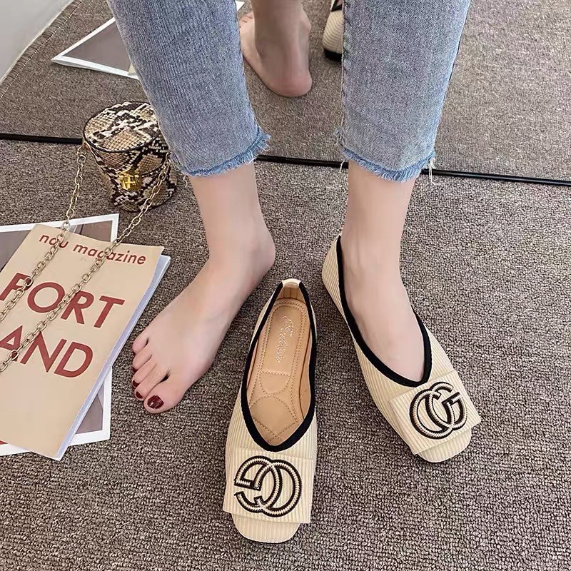 (ORDER) Giày búp bê mũi tròn bo chun vải mềm CG BIG SIZE 35-43