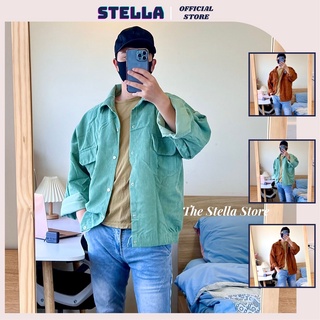 Áo Khoác Sơ Mi Nhung Tăm Ulzzang Áo Khoác Form Rộng Unisex Freesize