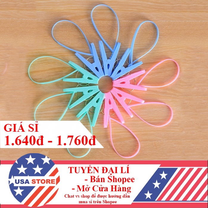 Móc Kẹp Dây Phơi - Treo Quần Áo - Treo Đồ Có Dây Rằng (Hàng Tốt)