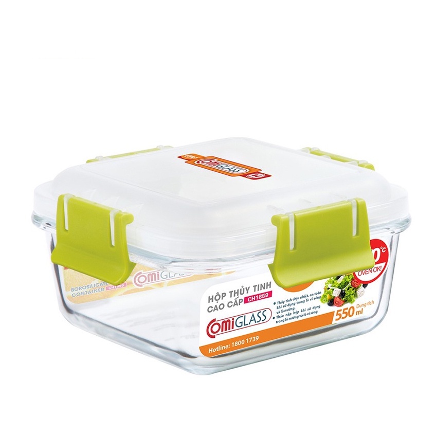 [LIFEMC11M2ADP -12% đơn 250K] Hôp đựng thực phẩm thuỷ tinh 550ml Comet CH18-59 (hộp vuông)
