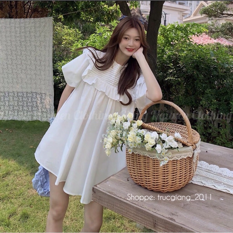 [Xs,S,M] Hàng 2 lớp Váy babydoll Xếp Ly Ngang