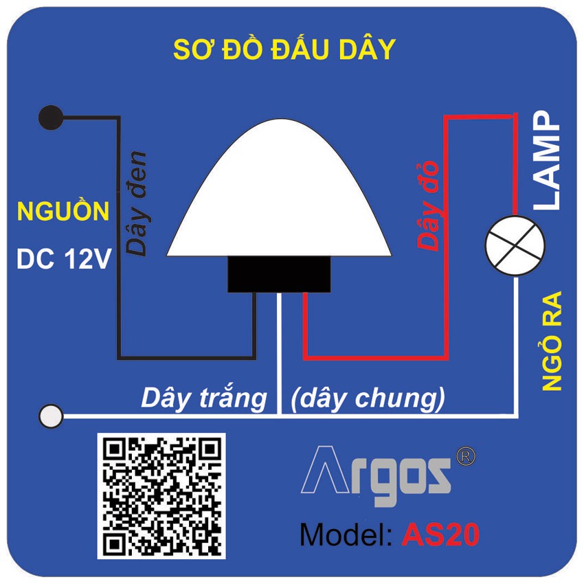 Công tắc cảm biến ánh sáng Argos AS-20, 12V DC Và 220V AC - 10A, 1000W