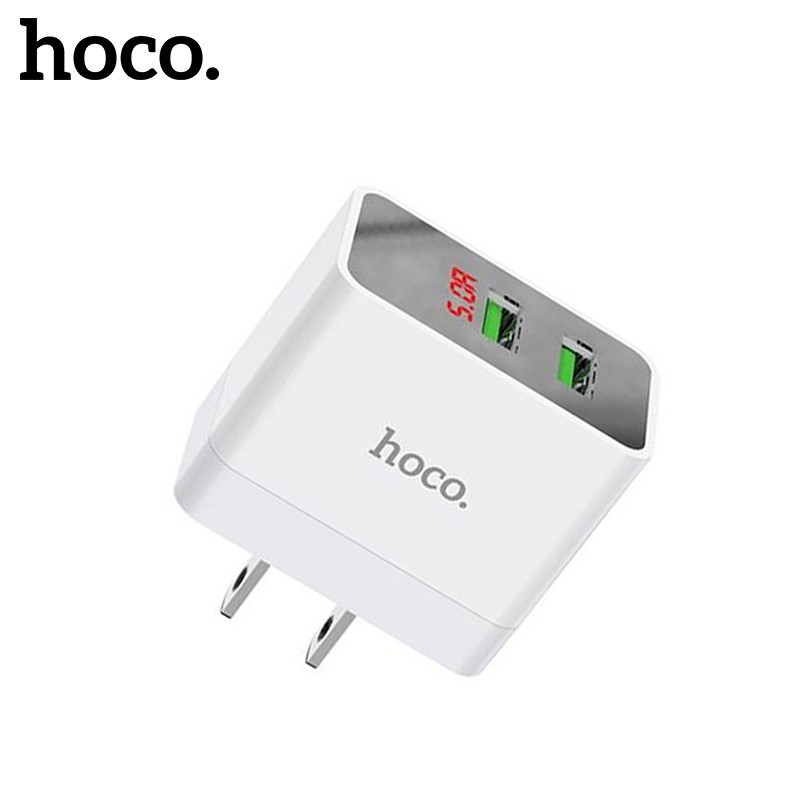 Củ sạc Hoco DC28 sạc nhanh 5A chân dẹt 2 cổng Usb màn hình Led tương thích mọi thiết bị