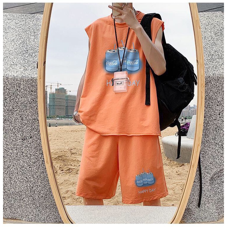 HÓT  Đồ bộ nam nữ tập gym, set quần áo thể thao mặc nhà Unisex 3 lỗ phong cách in chữ đủ màu trắng , cam , xanh , đen