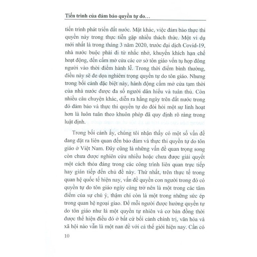 Sách - Tiến Trình Của Đảm Bảo Quyền Tự Do Tôn Giáo Trong Bối Cảnh Phát Triển Bền Vững Ở Việt Nam