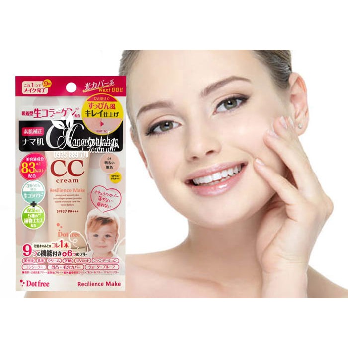 Kem trang điểm đa năng Dotfree CC Cream Collagen tươi SPF37 PA+++ - Japan