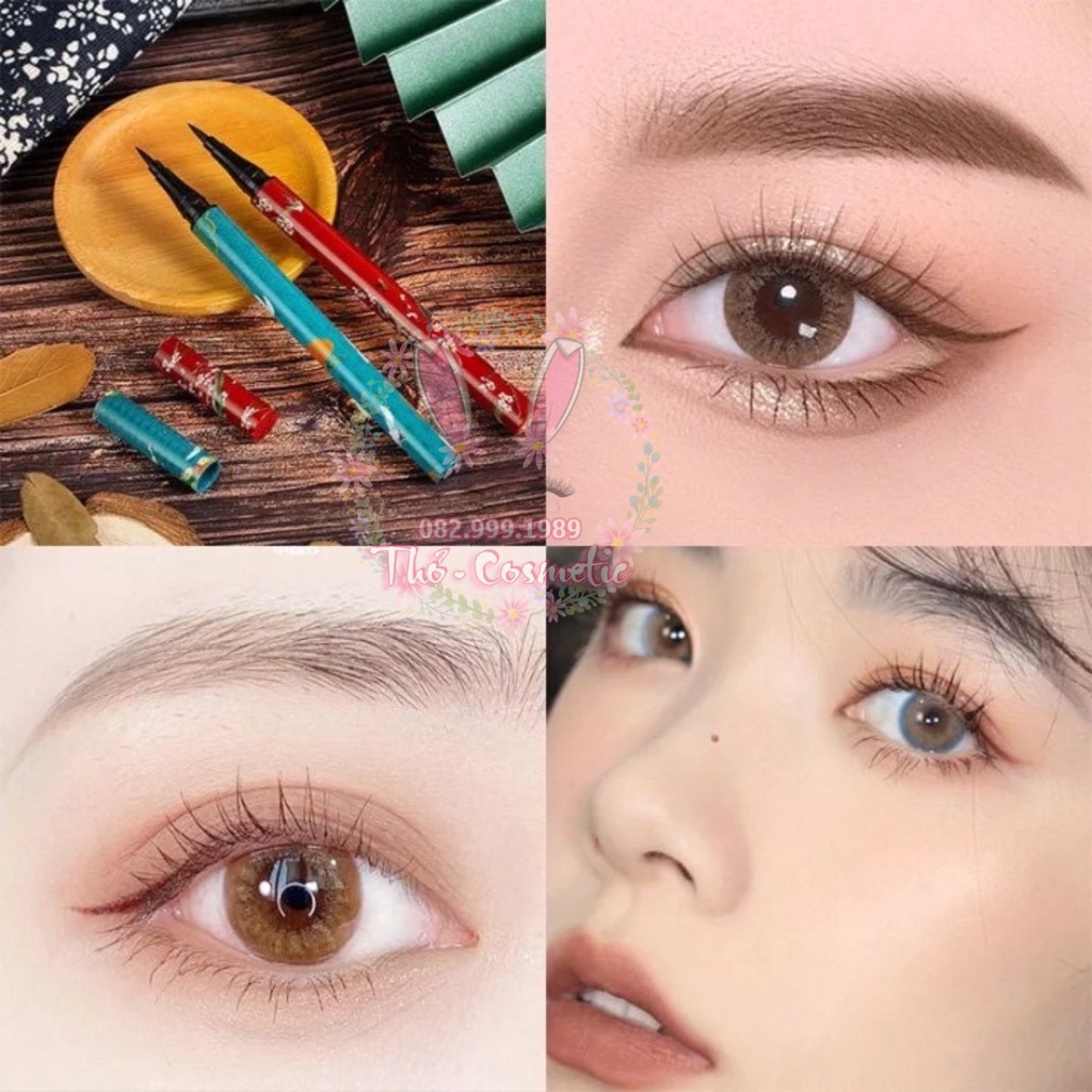 Bút kẻ mắt đen 1001 nội địa phong cách Trung Hoa 2 màu xanh , đỏ nét mảnh lâu trôi