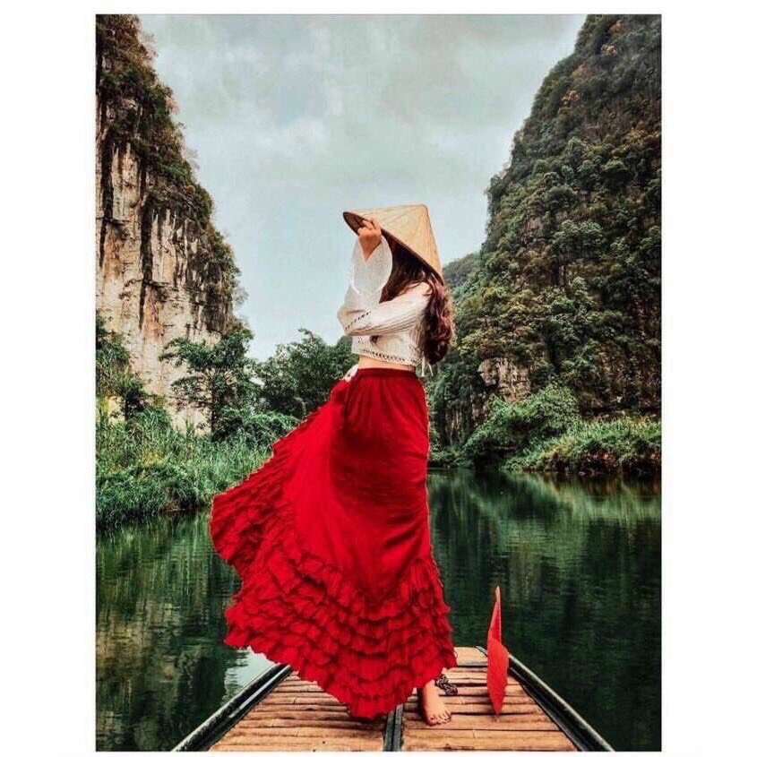 Set váy maxi dáng dài nhíu bèo tầng áo bẹt vai nhẹ nhàng dễ thương phong cách thời trang XUKA-DRESS MT038 chất Chifon