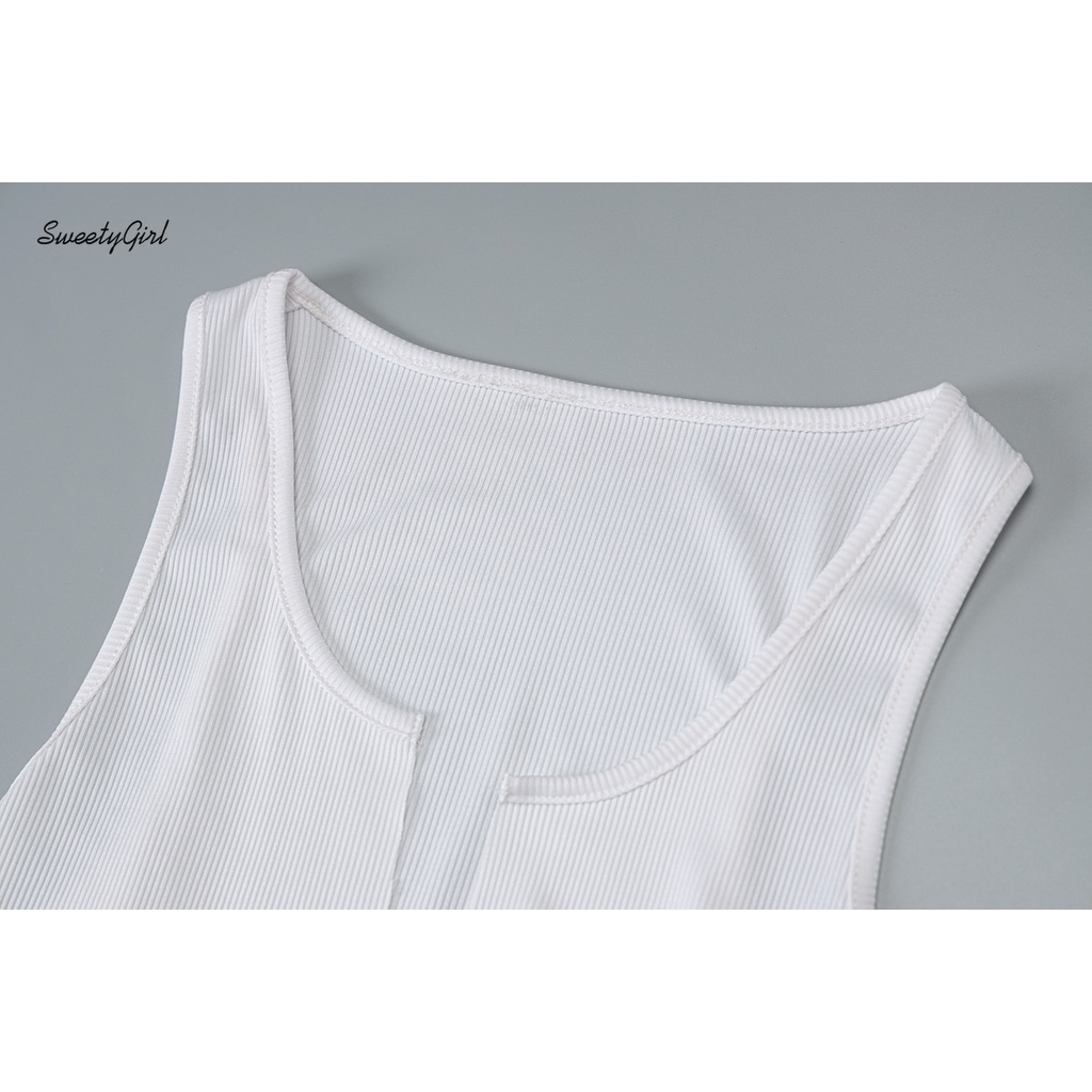 Đầm không tay dáng ôm Cổ Chữ V Màu Sắc Trơn Thiết Kế Xẻ Tà Sành Điệu