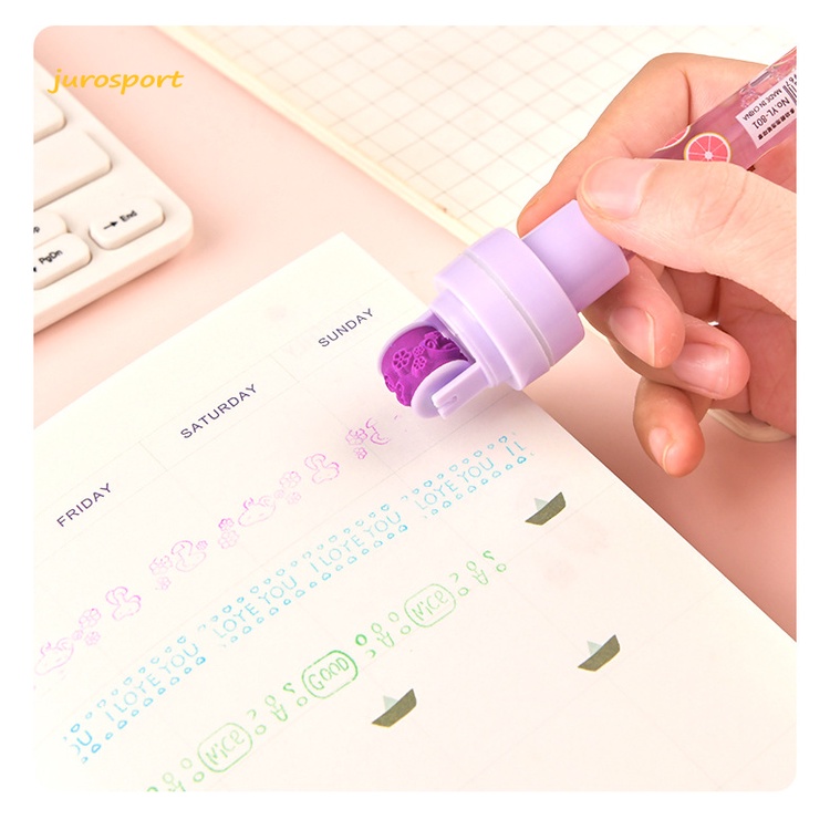 Bút Bi 5 Trong 1 Có Thể Xoay Dễ Thương Kèm Con Dấu