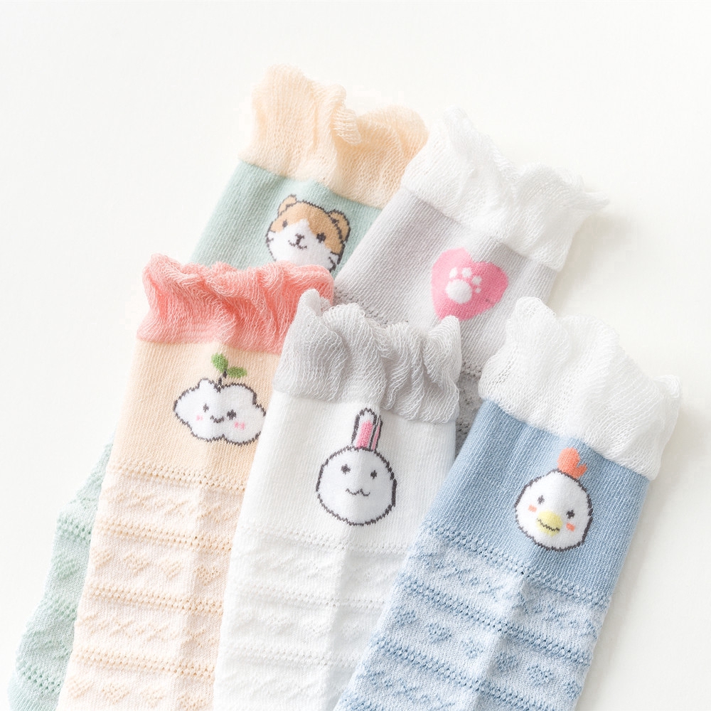 Đôi tất mỏng dài đến gối bằng vải cotton chống muỗi dành cho bé trai bé gái