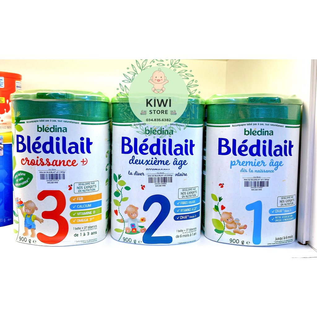 Sữa bột Bledilait Bledina Pháp mẫu cũ mẫu mới số 1 2 3 cho bé ( Hộp 900g )