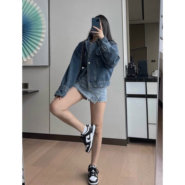 ÁO KHOÁC JEANS NỮ LƯNG THUN VNXK ✈️FREESHIP ÁO jeans Nữ ngắn Áo Jeans Nữ Croptop 2 màu
