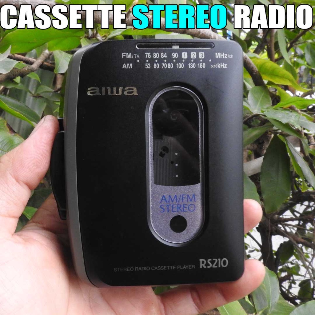 Máy nghe nhạc Cassette Stereo AIWA RS210 thu đài Radio AM FM108 kiểu máy đẹp thời trang nhỏ gọn