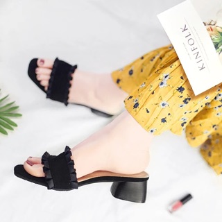 Guốc da lộn xếp li